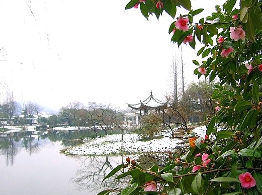 雪消門外千山綠，花發江邊二月晴